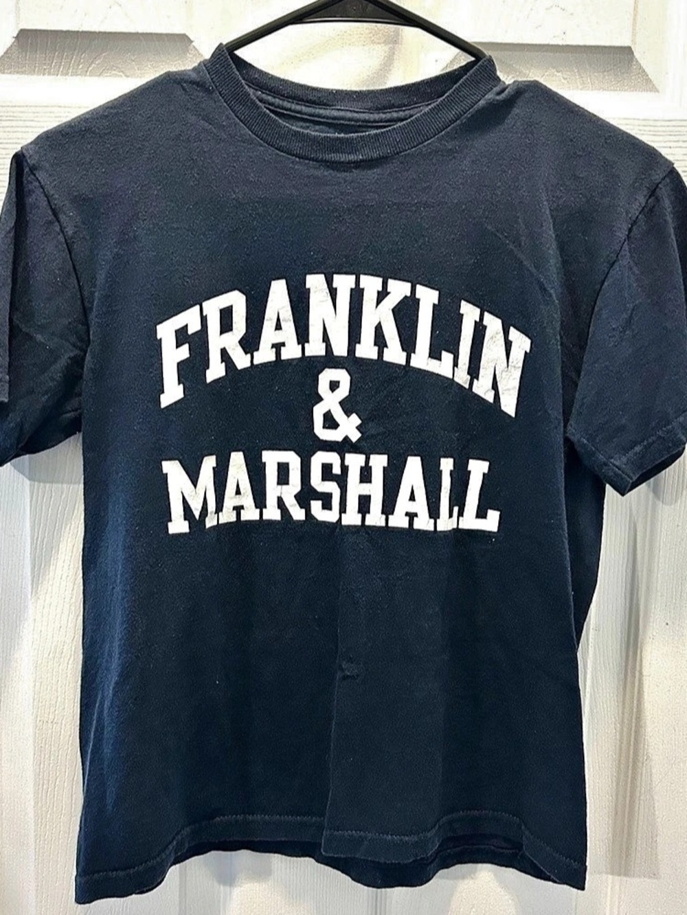 Franklin & Marshal Tshirt Youth Medium Tee Short Sleeve College Navy White